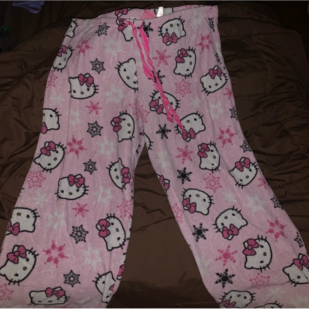 Hello Kitty Sanrio Pink Y2K Snowflake Christmas Holiday Pajama Pants